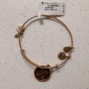 Alex and Ani adjustable gold charm bracelet letter initial X